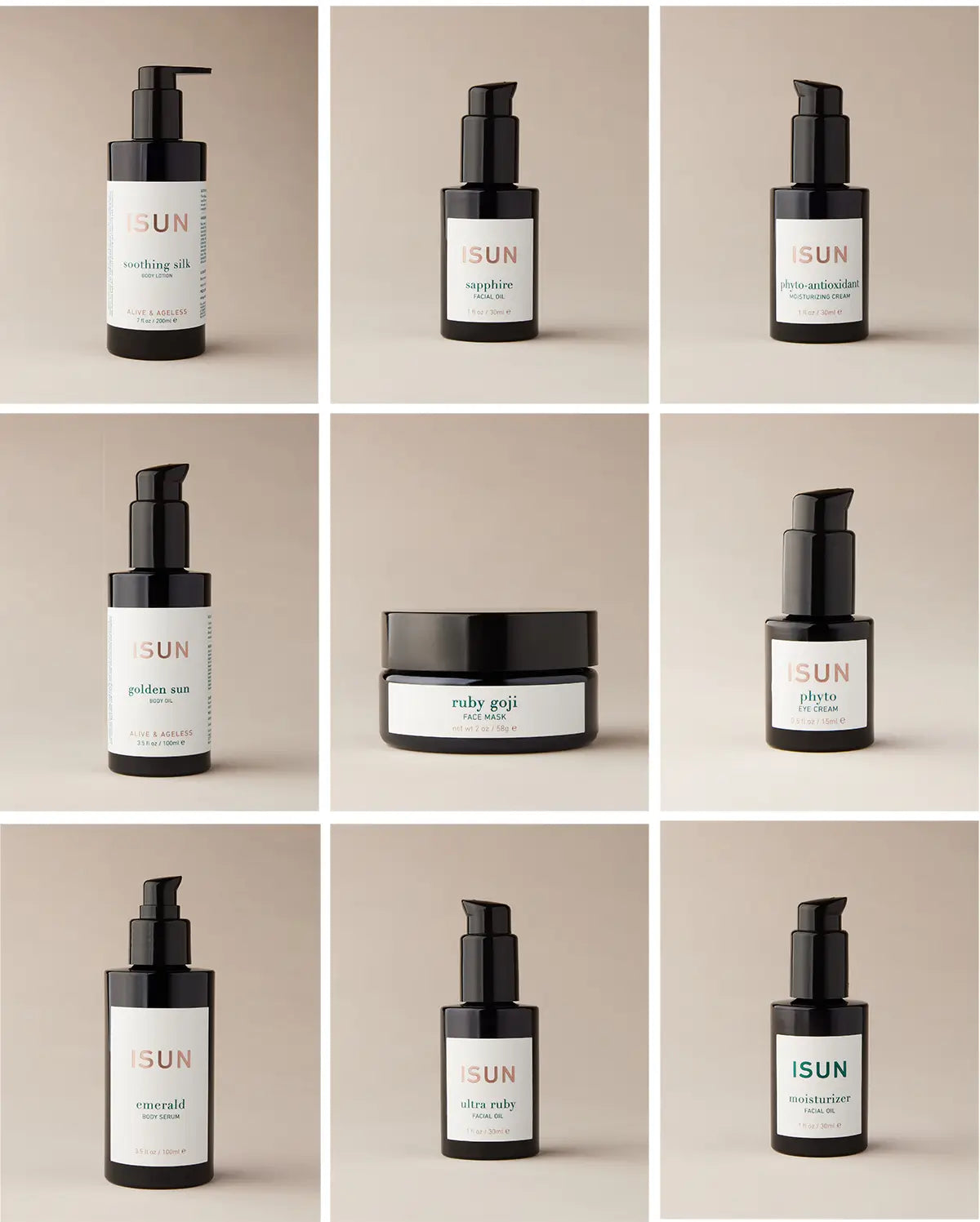 Collage of ISUN Skincare products that contain Sea Buckthorn Berry