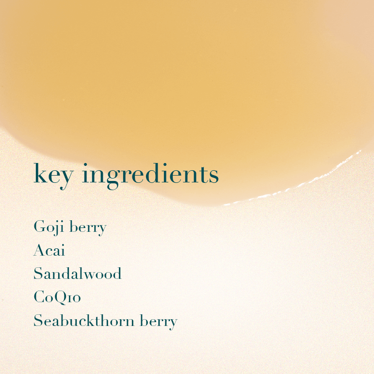 List of key ingredients on a beige background