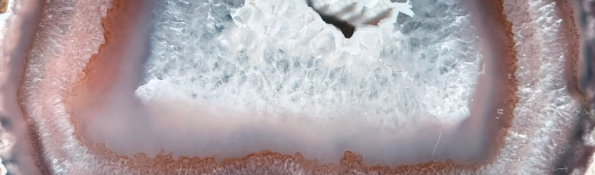 Close-up of a textured crystal with a focus on patterns and colors.