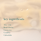 Text listing key ingredients on a beige background