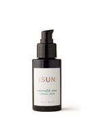 Black serum bottle with 'ISUN' label on a white background