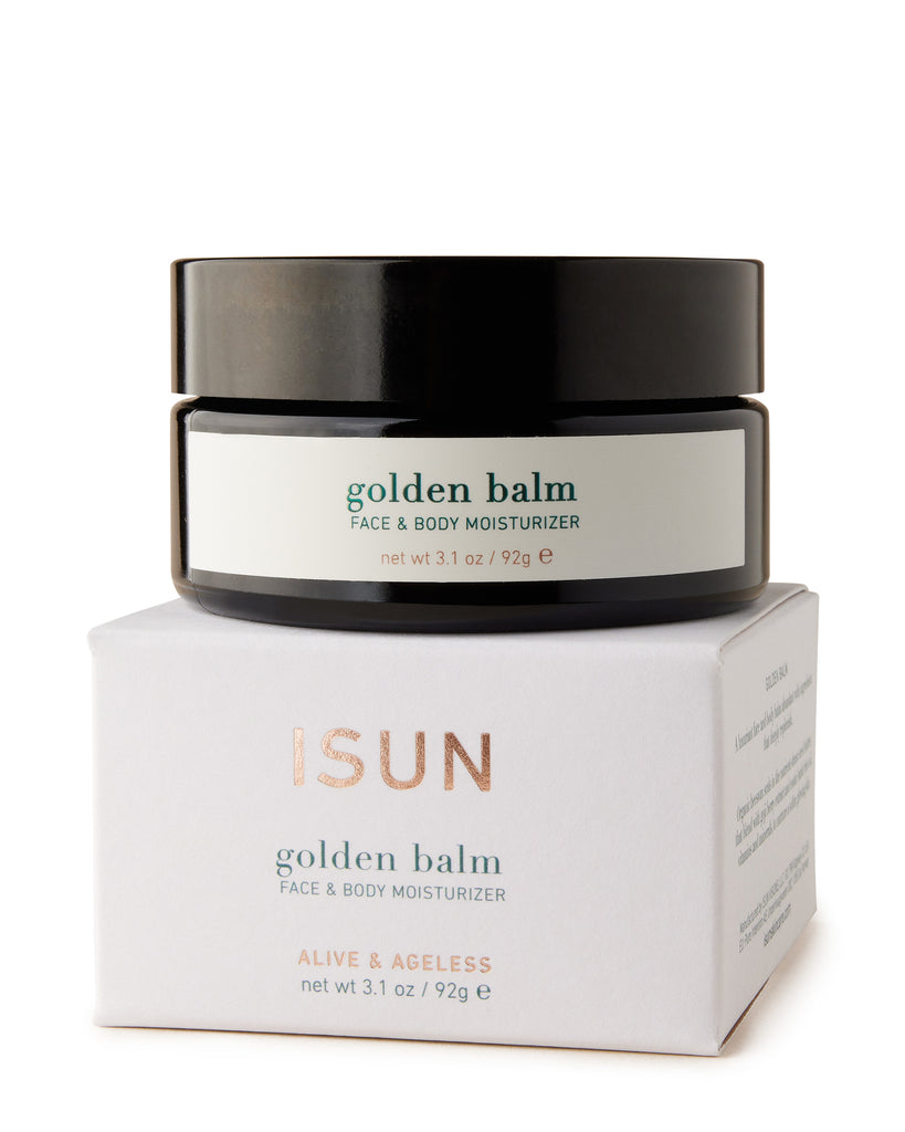 Isun's Golden Balm Face and Body Moisturizer product and packaging image