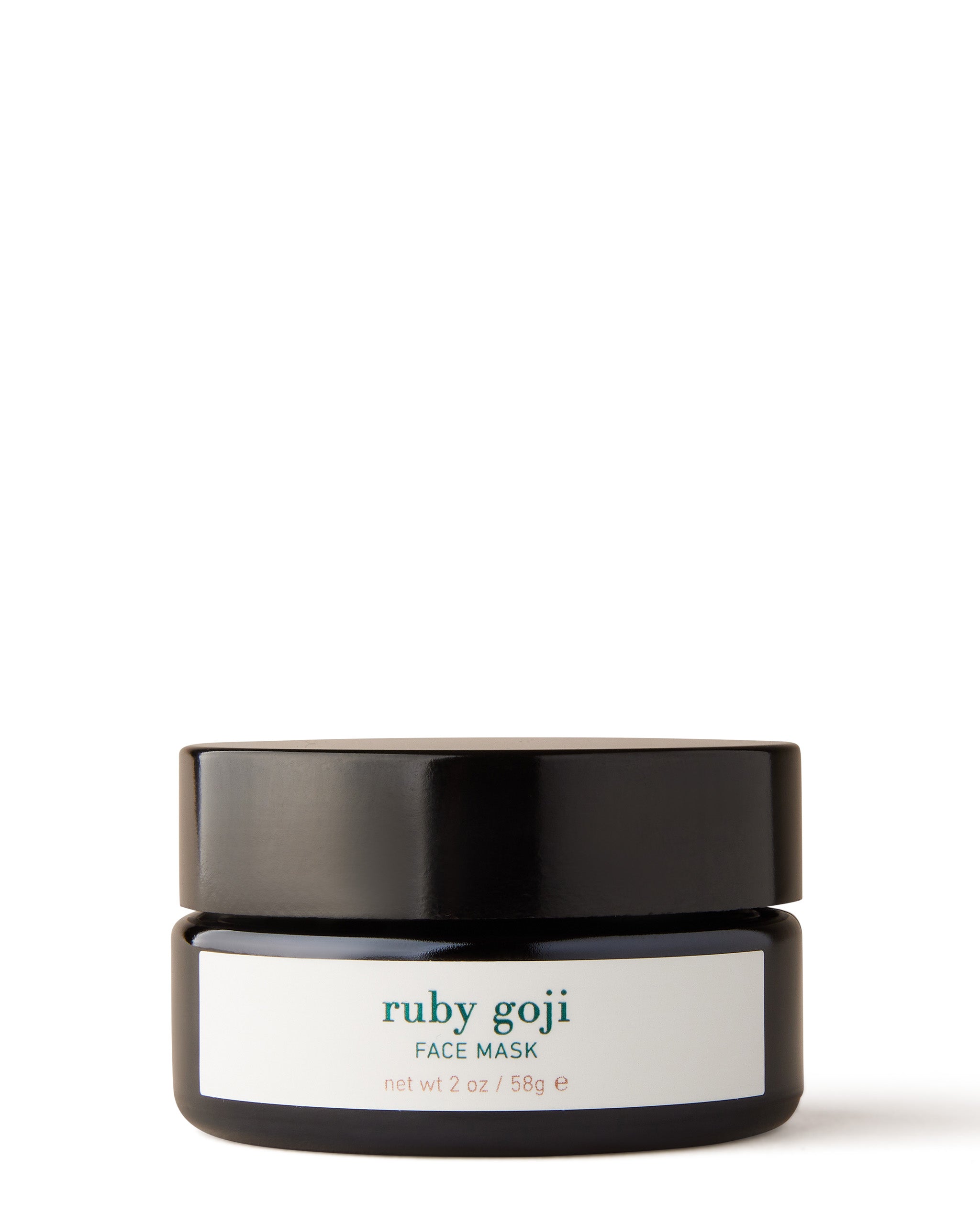 Ruby Goji face mask jar on a white background