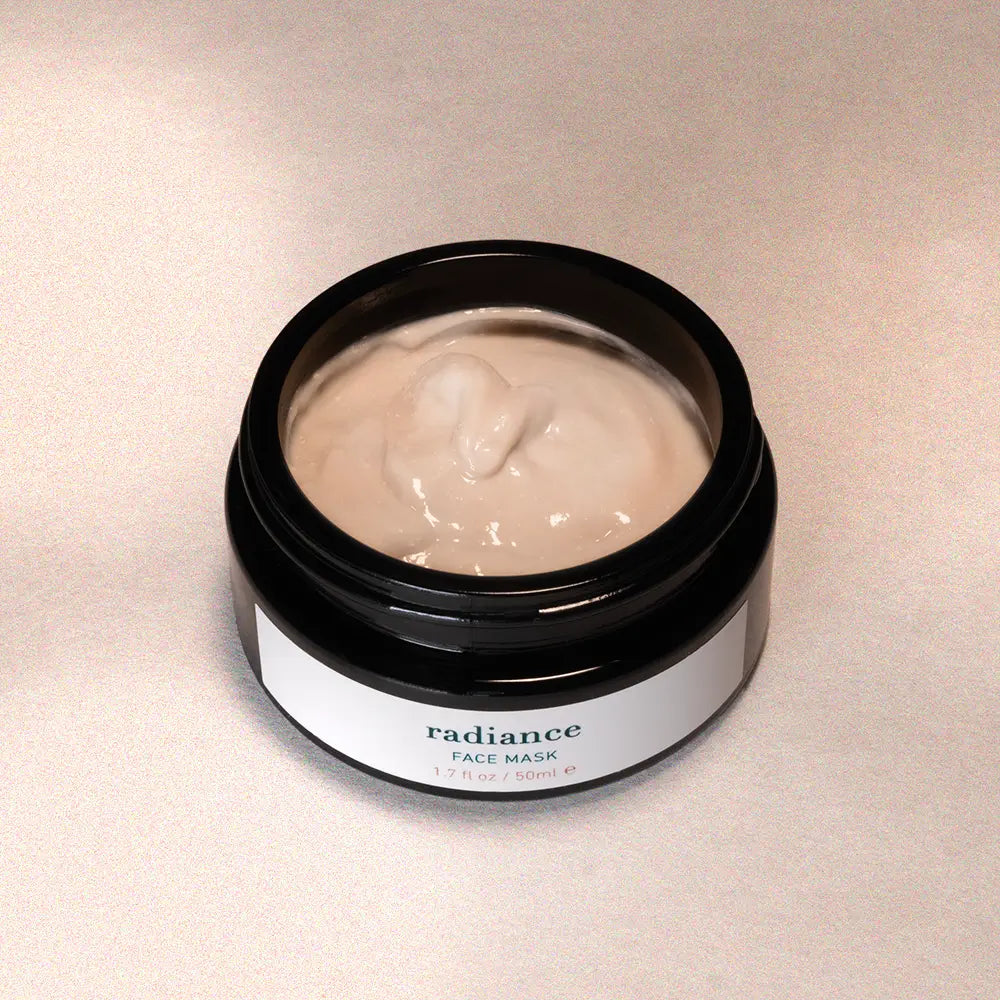 Birdseye view of a jar filled with cream